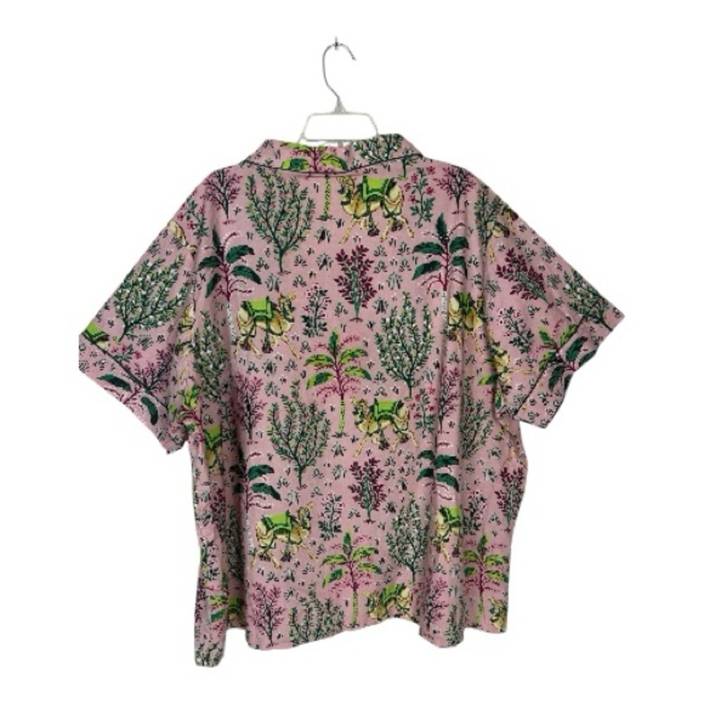 Printfresh Sz 5X Pajama Top Camel's Courtyard Pink & Green Organic Cotton NWT - Picture 2 of 9